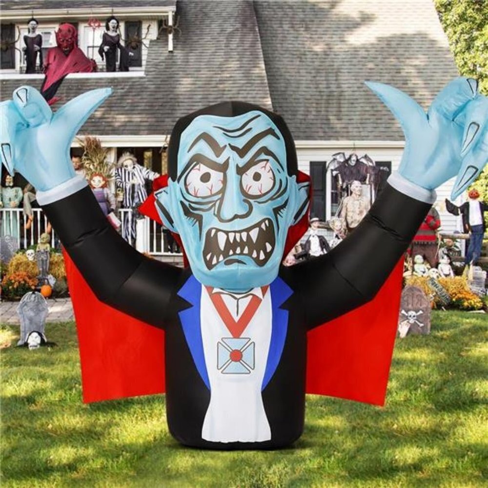Halloween Vampire Inflatable 6.8 FT LED Lights Red Cloak